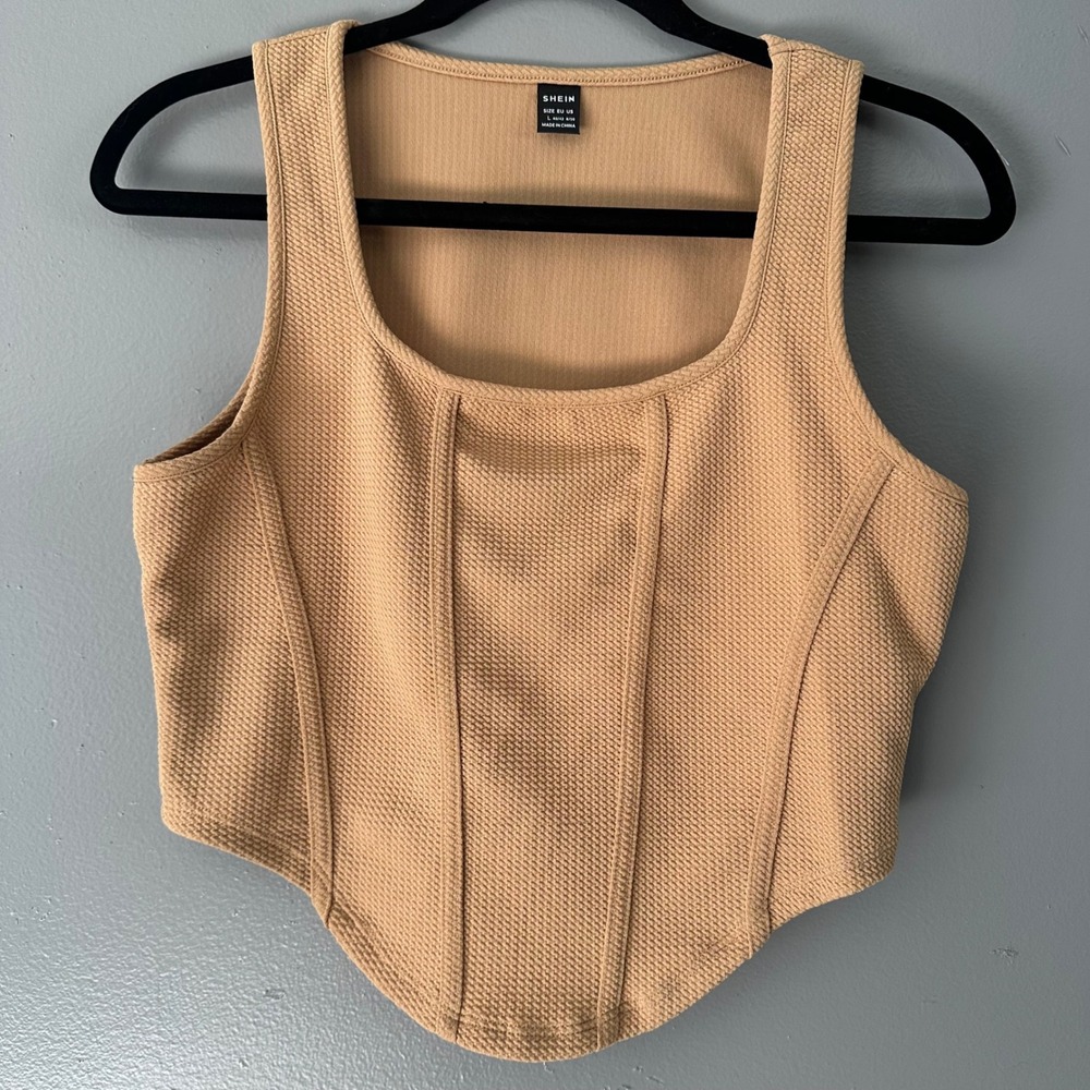 Shein‎ Cropped Caramel Color Faux Corset Tank